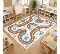 Tapis d'allée, ludique, inspirant, nuages, étoiles, pour tous les jours, esthétique, tapis de sol rectangulaire pour salle de coration de salle d'apprentissage, 1,5 x 2,1 m