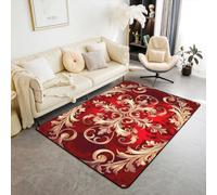 Tapis Damascus Rouge pour Adultes 100x150,Bohème Exotique Tapis Salon,Western Damascus Thème Tapis Intérieur et Extérieur Décor de Chambre,Vintage Victorien Baroque Décor Tapis D'Appoint Exclusif