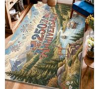Tapis d'anniversaire de mariage, célébration rustique, montagnes, rivière, anniversaire de mariage, bleu, tapis à poils courts pour salon, chambre à coucher, dortoir, cuisine, décoration 1,2 x 1,8 m