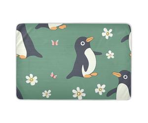 Tapis d'apprentissage de la propreté, motif pingouin mignon, vert, très grand format, tapis de voyage pour enfants, adultes, animaux domestiques, 132,1 x 86,4 cm (L x l)