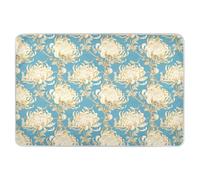 Tapis d'apprentissage de la propreté réutilisable blanc chrysanthème cyan, très grand format, très absorbant, anti-fuite, séchage rapide, pour enfants, adultes, animaux domestiques, 132,1 x 86,4 cm (L