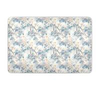 Tapis d'apprentissage de la propreté réutilisable jaune clair avec motif oiseaux bleu et jaune - Tapis à langer antidérapant pour enfants et adultes - 132,1 x 86,4 cm (L x l)