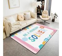 Tapis d'apprentissage éducatif pour enfants, tapis de sol d'intérieur arithmétique pour filles et garçons, tapis antidérapant géométrique de dessin animé, décoration de salon, rose coloré, 91,4 x