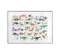 Tapis d'apprentissage élégant avec lettres de l'alphabet et dinosaures - Tapis doux lavable antidérapant idéal pour salon, chambre à coucher - 203,2 x 147,3 cm