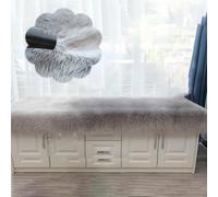 Tapis d'Appui de Fenêtre Coussin de Baie Vitrée à Poils Longs de 6 cm, Housse de Coussin de Banc Rectangulaire Décorative à Découper, Tapis de Rebord de Fenêtre Personnalisé(Gray,50x25cm(20x10"))