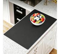 Tapis D'appui de Fenêtre Tapis de Plan de Travail de Cuisine Imperméable et Uni, Tapis Épais et Découpable pour Rebord de Fenêtre Plantes Pot, Sets Table Base Antidérapante(Black,L80x40cm(31x16"))
