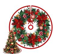 Tapis d'arbre de Noël - Jupe de sapin de Noël | Tapis d'arbre rouge doux pour Noël | Décoration de sol d'arbre décorative | Tapis d'arbre rouge doux en polyester pour Noël | Décorations de Noël