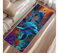Tapis Dauphin, Tapis Entree Animaux Marins Poissons Tropicaux, Rugs 50x80cm pour Chambre Passage Sortie Carpet Poils Ras Antidérapant Lavable en Machine