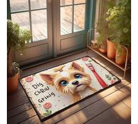 Tapis d'automne pour porte d'entrée adorable Yorkshire Terrier avec brosse à dents : un paillasson floral fantaisiste Ba Tapis d'intérieur tapis de cuisine printemps (50 x 80 cm)