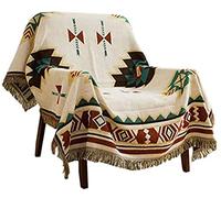 Tapis D'aztec Navajo Couverture Tapis De Motif Géométrique Tribal Tribal Bohemian avec des Glands Adaptés Au Canapé/Lit/en Plein Air (130x180cm/51.2x70.8in)