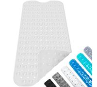 Tapis de Baignoire Anti-dérapant,40×100cm Tapis de Douche de Bain avec Ventouses et Trous de Drainage PVC Anti Moisissure Lavable en Machine (Transparent)