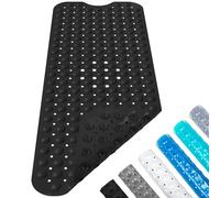 Tapis de Baignoire Anti-dérapant,40×100cm Tapis de Douche de Bain avec Ventouses et Trous de Drainage PVC Anti Moisissure Lavable en Machine (Noir)