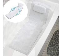Tapis de baignoire anti-dérapant, tapis de bain et de douche massant, PVC anti-bactérien Full Body Matelas de bain Spa Matelas oreiller matelassé doux avec respirant (blanc)