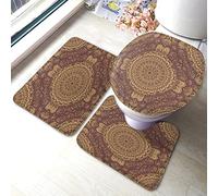 Tapis De Bain 3 Pièces Abstract Classical Bohemian Ethnic Complex Beautiful Flower Paillasson Doux Paillasson D'Entrée Absorbant Tapis De Toilette pour Baignoire Douche Chambre
