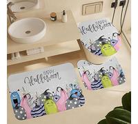 Tapis De Bain 3 Pièces Happy Halloween Monsters Pumpkins Paillasson Lavable Paillasson D'Entrée Antidérapant Tapis De Toilette pour Chambre Salon Douche
