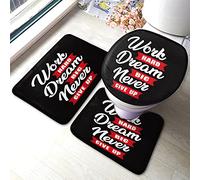 Tapis De Bain 3 Pièces Inspiration Quote Work Hard Dream Big Passion Word Never Give Up Black Paillasson Doux Paillasson D'Entrée Absorbant Tapis De Toilette pour Douche Chambre Salon