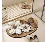 Tapis de bain 3D à motif floral et papillons style illusion d'optique imitation bois antidérapant et absorbant tapis de décoration d'intérieur pour chambre cuisine salle bain canapé et table basse