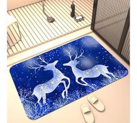 Tapis De Bain 40X60Cm Animaux Bleus Tapis Salle De Bain en Diatomite Fort Pouvoir Absorbant Et Antidérapant, Lavable, À Séchage Rapide,pour Portes, Salon,Toilettes