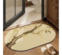 Tapis De Bain 40X60Cm Arbre Brun Tapis Salle De Bain en Diatomite Fort Pouvoir Absorbant Et Antidérapant, Lavable, À Séchage Rapide,pour Portes, Salon,Toilettes