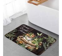 Tapis De Bain 40X60Cm, Arbres Grenouille Vert Botanique Champignon Papillon Noir Tapi De Douche Antidérapant Tapis Bains pour Salle De Bain Chambre Couloir