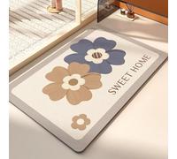 Tapis De Bain 40X60Cm Bleu Gris Tapis Salle De Bain en Diatomite Fort Pouvoir Absorbant Et Antidérapant, Lavable, À Séchage Rapide,pour Portes, Salon,Toilettes