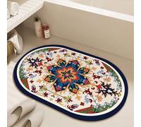 Tapis De Bain 40X60Cm Bleu Jaune Tapis Salle De Bain en Diatomite Fort Pouvoir Absorbant Et Antidérapant, Lavable, À Séchage Rapide,pour Portes, Salon,Toilettes