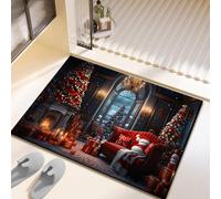 Tapis De Bain 40X60Cm Chaise Rouge Tapis Salle De Bain en Diatomite Fort Pouvoir Absorbant Et Antidérapant, Lavable, À Séchage Rapide,pour Portes, Salon,Toilettes