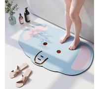 Tapis De Bain 40X60Cm Éléphant Bleu Tapis Salle De Bain en Diatomite Fort Pouvoir Absorbant Et Antidérapant, Lavable, À Séchage Rapide,pour Portes, Salon,Toilettes