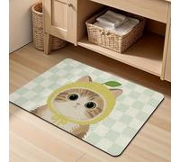 Tapis De Bain 40X60Cm Feuilles Vertes Tapis Salle De Bain en Diatomite Fort Pouvoir Absorbant Et Antidérapant, Lavable, À Séchage Rapide,pour Portes, Salon,Toilettes