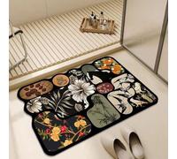 Tapis De Bain 40X60Cm Fleur Jaune Tapis Salle De Bain en Diatomite Fort Pouvoir Absorbant Et Antidérapant, Lavable, À Séchage Rapide,pour Portes, Salon,Toilettes