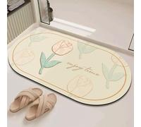 Tapis De Bain 40X60Cm Fleurs Roses Tapis Salle De Bain en Diatomite Fort Pouvoir Absorbant Et Antidérapant, Lavable, À Séchage Rapide,pour Portes, Salon,Toilettes