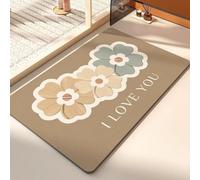 Tapis De Bain 40X60Cm Gris Bleu Tapis Salle De Bain en Diatomite Fort Pouvoir Absorbant Et Antidérapant, Lavable, À Séchage Rapide,pour Portes, Salon,Toilettes