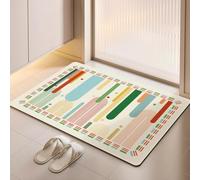 Tapis De Bain 40X60Cm Jaune Bleu Tapis Salle De Bain en Diatomite Fort Pouvoir Absorbant Et Antidérapant, Lavable, À Séchage Rapide,pour Portes, Salon,Toilettes