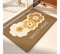 Tapis De Bain 40X60Cm Jaune Et Blanc Tapis Salle De Bain en Diatomite Fort Pouvoir Absorbant Et Antidérapant, Lavable, À Séchage Rapide,pour Portes, Salon,Toilettes