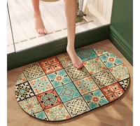 Tapis De Bain 40X60Cm Noir Bleu Tapis Salle De Bain en Diatomite Fort Pouvoir Absorbant Et Antidérapant, Lavable, À Séchage Rapide,pour Portes, Salon,Toilettes