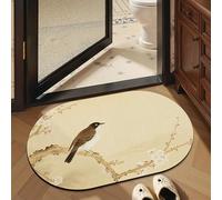 Tapis De Bain 40X60Cm Oiseau Brun Tapis Salle De Bain en Diatomite Fort Pouvoir Absorbant Et Antidérapant, Lavable, À Séchage Rapide,pour Portes, Salon,Toilettes
