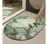 Tapis De Bain 40X60Cm Oiseau Noir Tapis Salle De Bain en Diatomite Fort Pouvoir Absorbant Et Antidérapant, Lavable, À Séchage Rapide,pour Portes, Salon,Toilettes