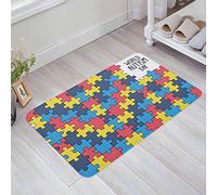 Tapis De Bain 40X60Cm, Pièces De Puzzle Autisme Fractal Coloré Activité De Loisir Tapi De Sol D'Intérieur Lavable Tapis De Bienvenue pour Chambre Entrée Couloir