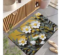 Tapis De Bain 40X60Cm Plantes Grises Tapis Salle De Bain en Diatomite Fort Pouvoir Absorbant Et Antidérapant, Lavable, À Séchage Rapide,pour Portes, Salon,Toilettes