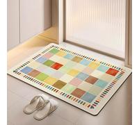 Tapis De Bain 40X60Cm Rouge Et Bleu Tapis Salle De Bain en Diatomite Fort Pouvoir Absorbant Et Antidérapant, Lavable, À Séchage Rapide,pour Portes, Salon,Toilettes