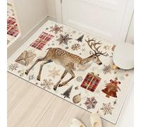 Tapis De Bain 40X60Cm Rouge Gris Tapis Salle De Bain en Diatomite Fort Pouvoir Absorbant Et Antidérapant, Lavable, À Séchage Rapide,pour Portes, Salon,Toilettes