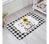 Tapis De Bain 40X60Cm, Toi Mon Rayon De Soleil Tournesol Dentelle À Carreaux Noirs Et Blancs. Tapi D'Entrée Durable Tapis De pour Couloir Intérieur Déco