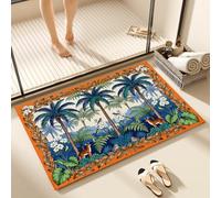 Tapis De Bain 40X60Cm Vert Marron Tapis Salle De Bain en Diatomite Fort Pouvoir Absorbant Et Antidérapant, Lavable, À Séchage Rapide,pour Portes, Salon,Toilettes