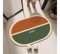 Tapis De Bain 40X60Cm Vert Orange Tapis Salle De Bain en Diatomite Fort Pouvoir Absorbant Et Antidérapant, Lavable, À Séchage Rapide,pour Portes, Salon,Toilettes