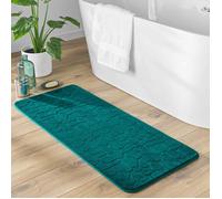 Tapis de Bain 50 x 120 cm - Microfibre Unie Relief Ricochet - Ultra Doux & Absorbant Emeraude