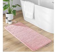 Douceur d'Intérieur, Tapis de Bain (50 x 120 cm) Ricochet Rose Poudre, Microfibre Unie Relief