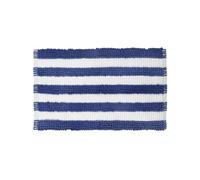 Tapis de bain 50 x 80 cm chenille rayé blanc/bleu