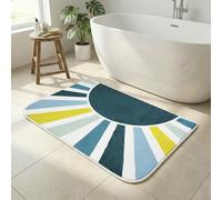 Tapis de Bain 60 x 110 CM, Grand Tapis de Bain Antidérapant pour Entrée, Chambre, Tapis de Salle de Bain Lavable en Machine, Tapis Moderne à Poils Courts Soleil Arc-en-ciel pour Moquette, Bleu-vert
