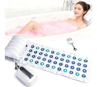 Tapis de bain à bulles complet avec 114 jets d'air, lumière ambiante 7 couleurs, télécommande et oreiller, 6 vitesses réglables pour baignoires lisses (124,5 x 43,2 cm)
