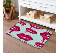 Tapis de bain à lèvres brillantes à séchage rapide, motifs baisers aux couleurs vives, absorbant, antidérapant, chic, en mousse à mémoire de forme, lavable pour salle de bain, toilettes, toilettes